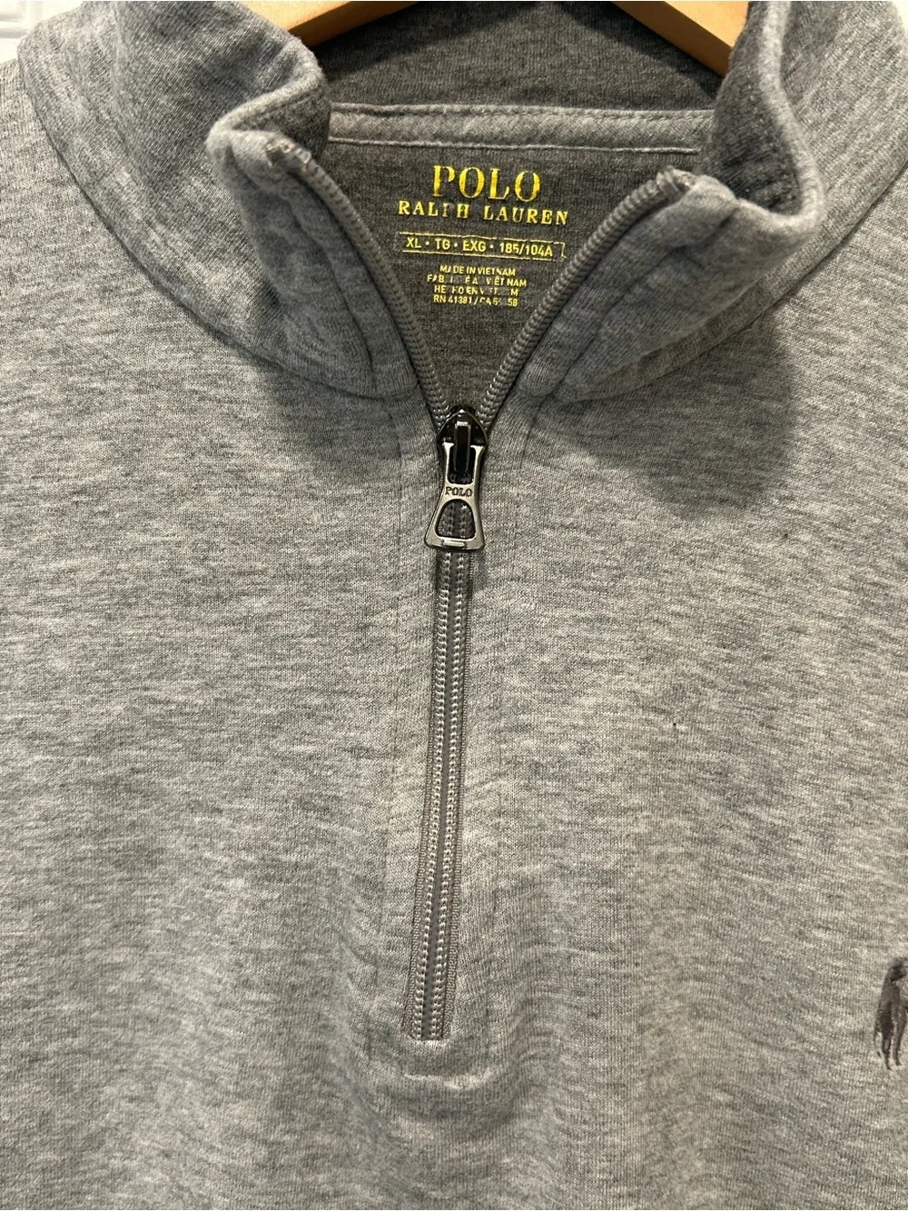 Polo Ralph Lauren Mens Heather Gray 1/4 Zip Cotton Knit Sweatshirt Mock Neck XL